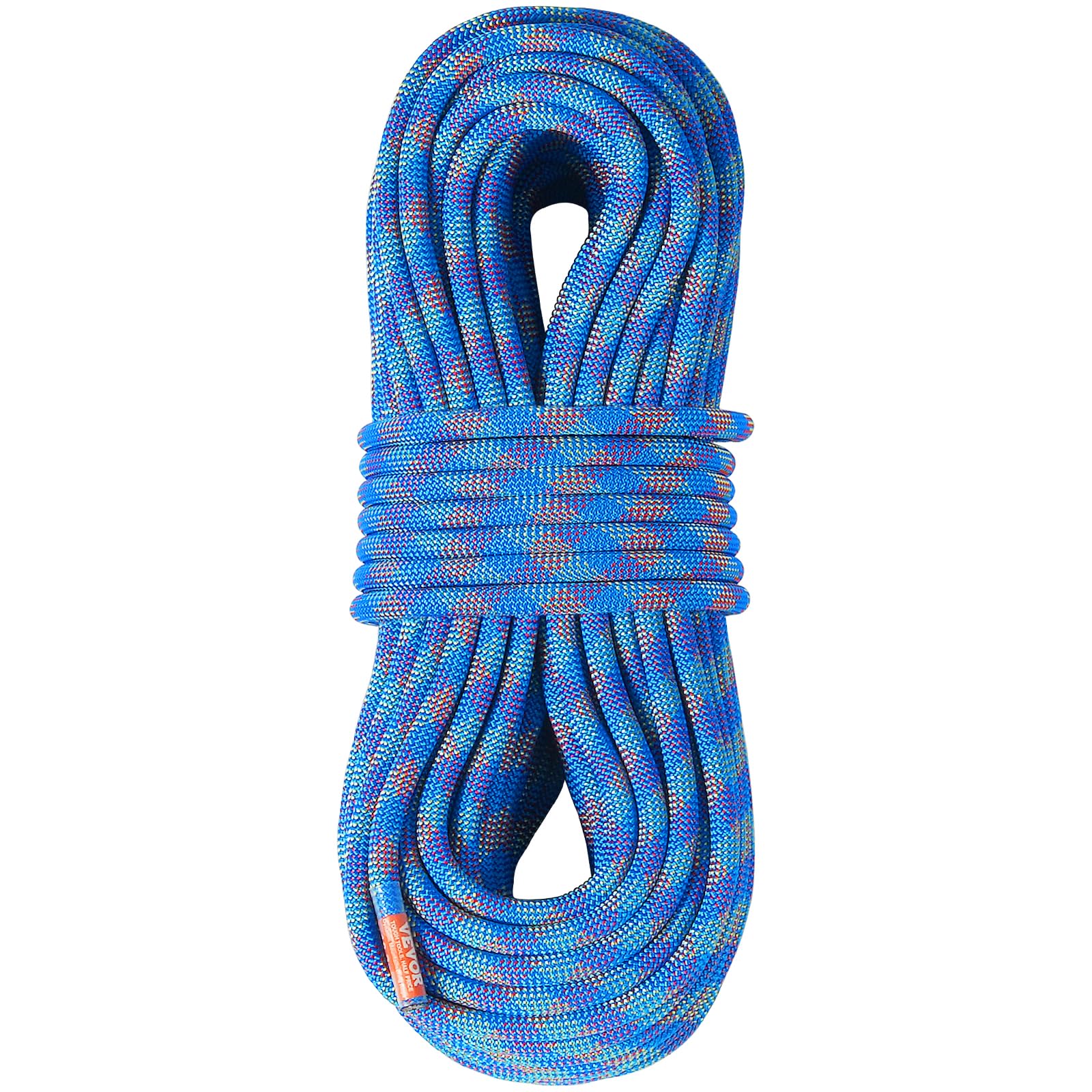 VEVOR 60 m dynamisches Kletterseil, 10,2 mm Outdoor-Kletterseil, 25 kN Bruchspannung, dehnbares Faserseil Mehrzweckseil mit Stahlkarabinerhaken für Flucht, Abseilen, Brandrettung, Blau von VEVOR