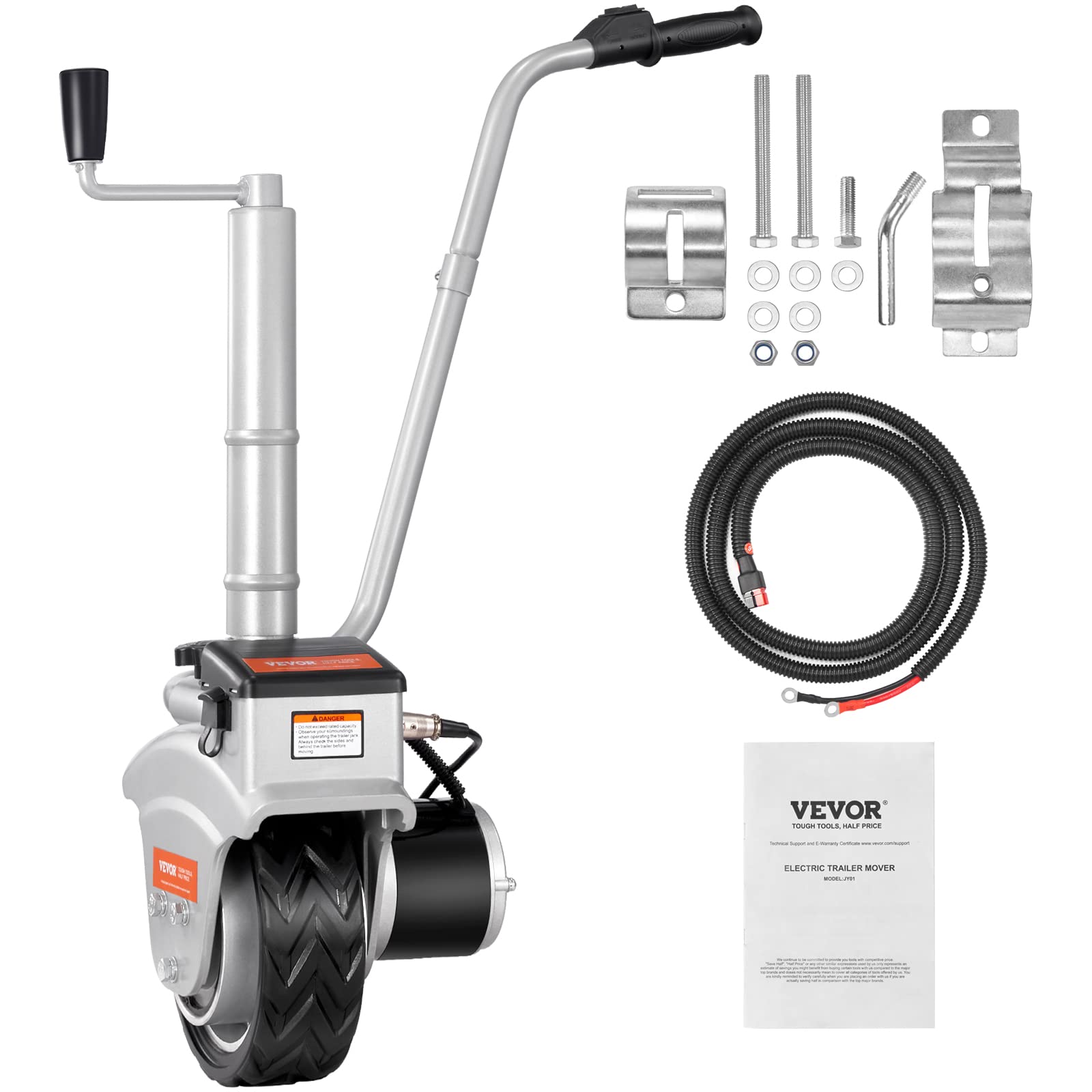 VEVOR Anhänger Stützrad 12V Elektrische Rangierhilfe Max. Anhängelast 2268kg Eletrischesstützrad 30,5-63cm Höhenverstellbar 6,7m/min Geschwindigkeit 20,3cm Vollgummirad Trailer Hänger Wohnwagen von VEVOR