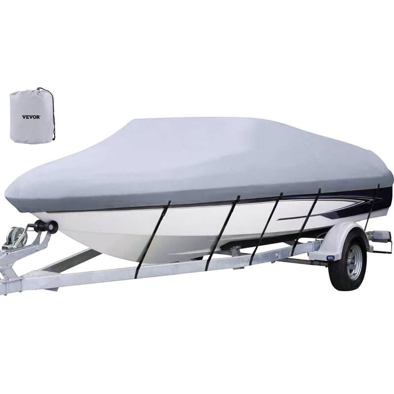 VEVOR Bootsabdeckung Persenning Boot Bootspersenning, Bootsplane Wasserdicht V-Rumpf Boat Cover Bootsabdeckplane Bootsabdeckung Mit Aufbewahrungstasche Abdeckplanen für Yacht (17-19 Zoll) von VEVOR