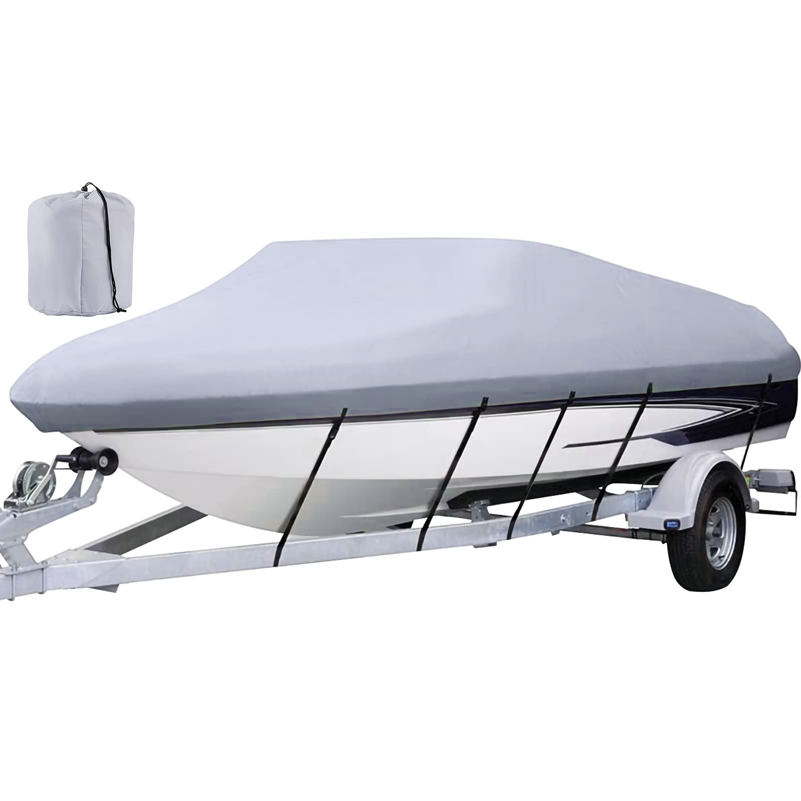 VEVOR Bootsabdeckung Persenning Boot Bootspersenning, Bootsplane Wasserdicht V-Rumpf Boat Cover Bootsabdeckplane Bootsabdeckung Mit Aufbewahrungstasche Abdeckplanen für Yacht (20-22 Zoll) von VEVOR