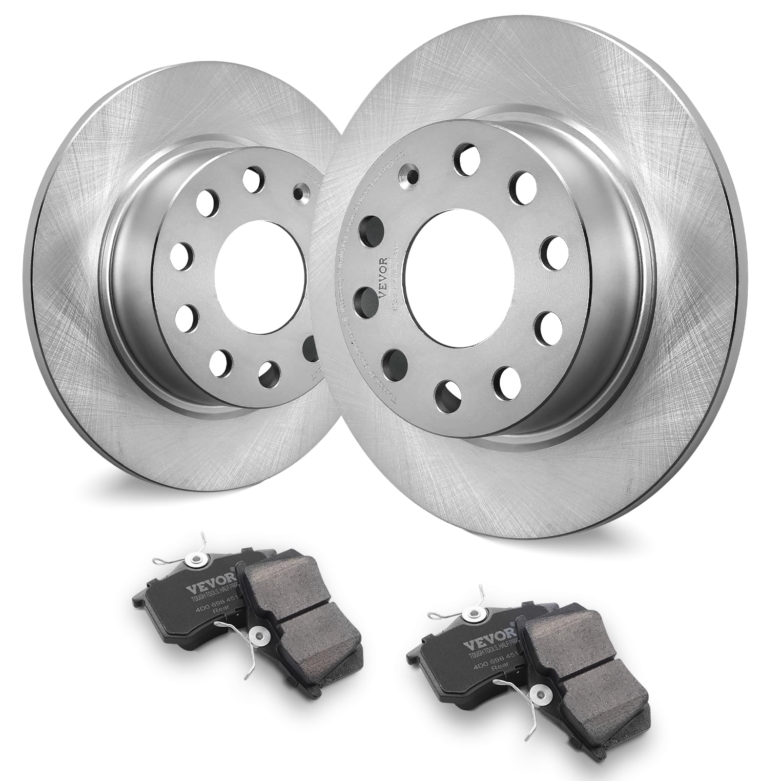 VEVOR Bremsscheiben Bremsensatz Hinterradbremsen-Set, kompatibel mit Audi A3 (8P), VW Golf 5 6, Seat LEON, SKODA OCTAVIA, ALTEA, Keramik-Bremsbeläge, Ersatzset, 253 mm Hinterradscheiben von VEVOR