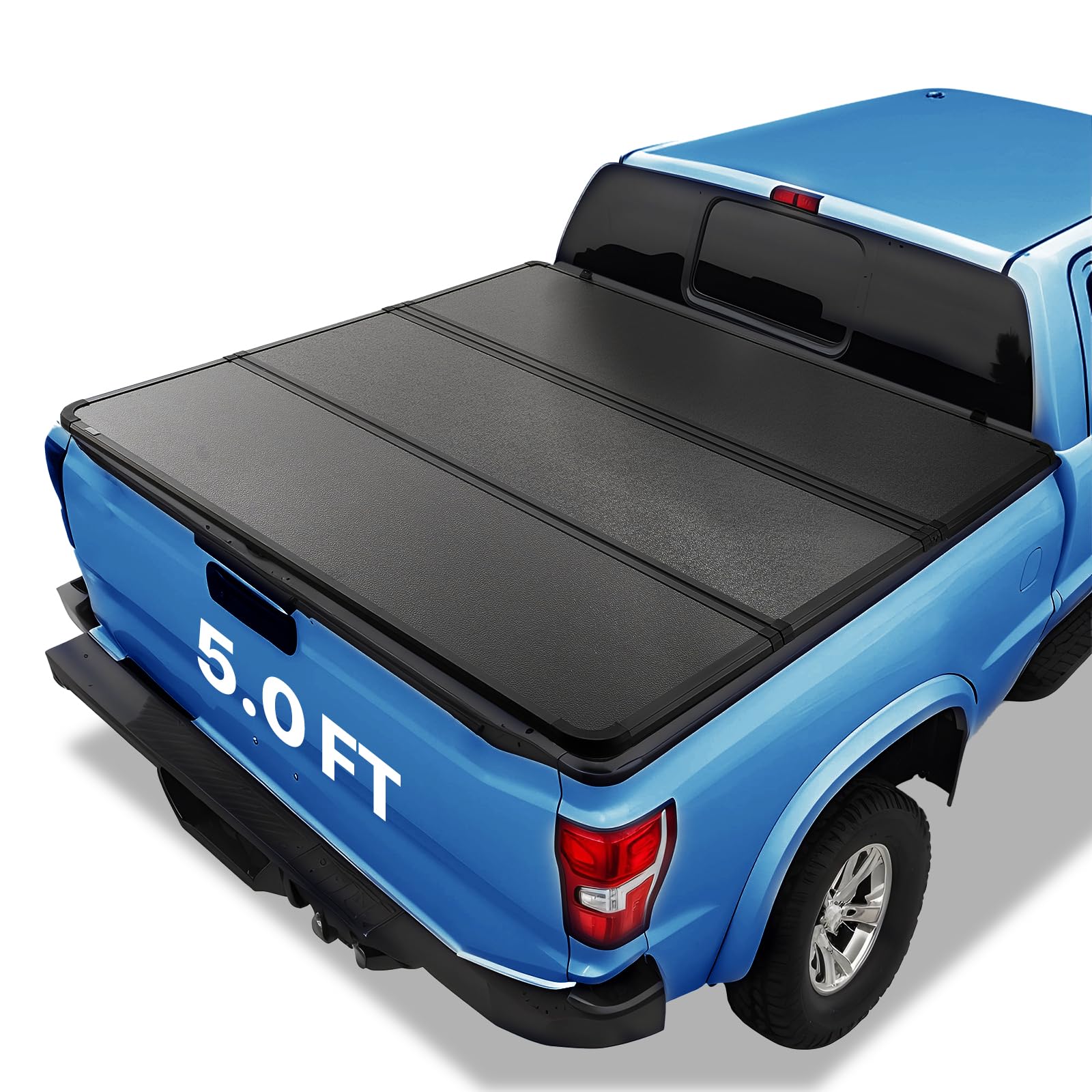 VEVOR Dreifach Faltbare Ladeflächenabdeckung, Kompatibel mit 2016-2023 Toyota Tacoma, 5' (60,5") Ladefläche, Passt nur auf 5,0' x 4,6' (60,5" x 55,0") Innenladefläche, 400 lbs Tragkraft, LED-Licht von VEVOR