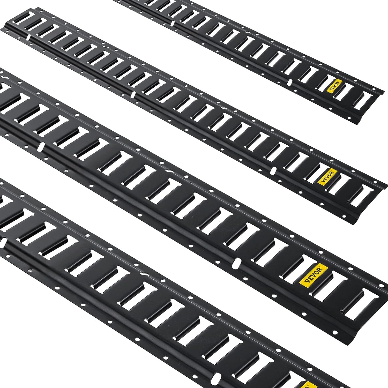 VEVOR E-Track Spannschiene, 4 Stück, 1,2 m Stahlschienen mit Standard 2,5 x 6,3 cm Schlitzen, kompatibel mit O- und D-Ringen und Abspannratschengurten, Hakenketten, für Ladung, schwere Ausrüstung, von VEVOR