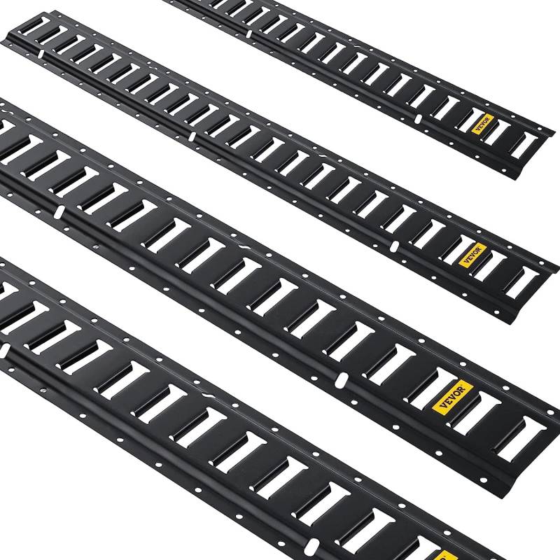 VEVOR E-Track Spannschiene, 4 Stück 1,5 m Stahlschienen mit Standard 2,5 x 6,3 cm Schlitzen, kompatibel mit O- und D-Ringen und Spanngurten und Ratschenketten, für Ladungs- und schwere Geräte von VEVOR