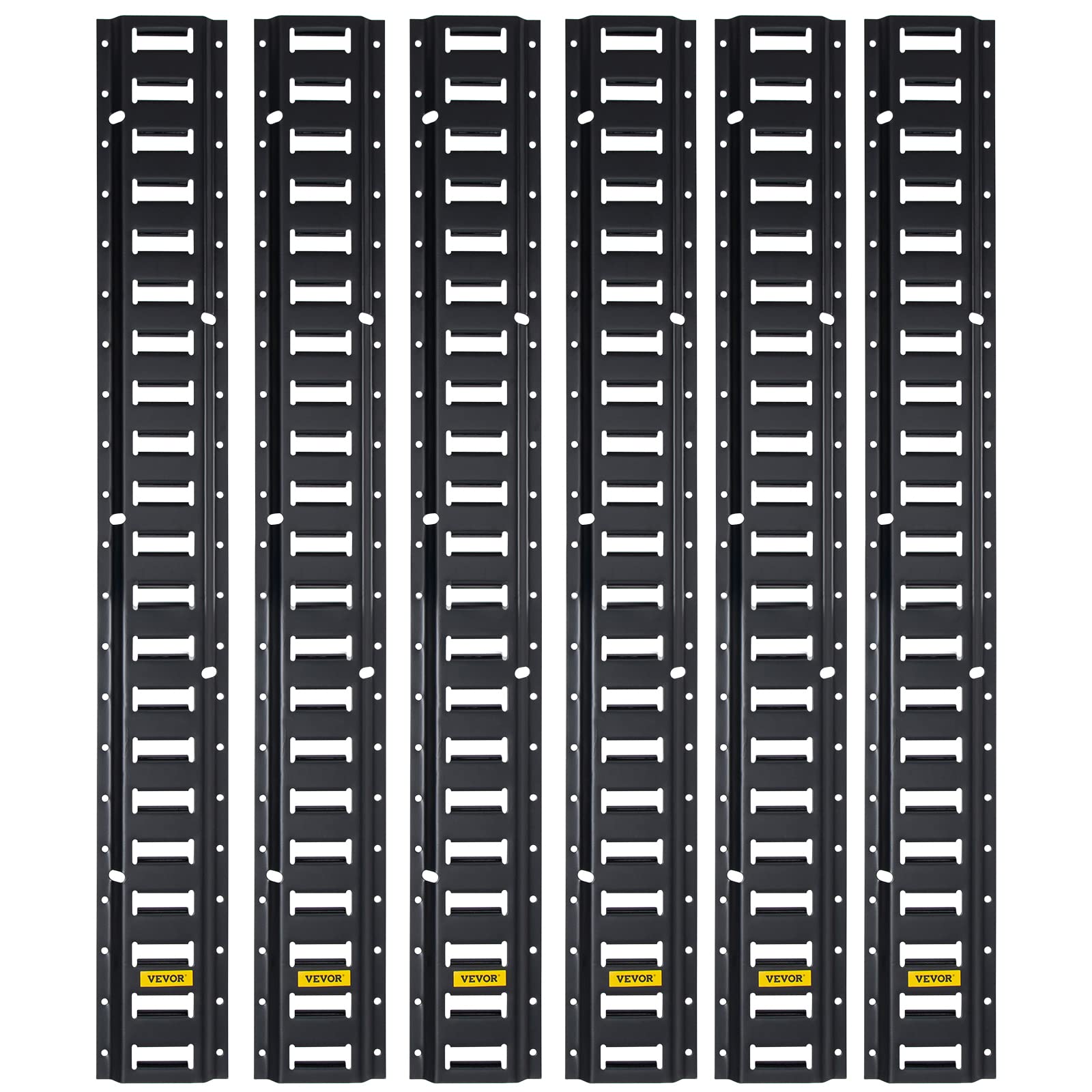 VEVOR E-Track Spannschiene, 6 Stück 1,5 m Stahlschienen mit Standard 2,5 x 6,3 cm Schlitzen, kompatibel mit O- und D-Ringen und Spanngurten und Ratschenketten, für Ladung und schwere Geräte von VEVOR