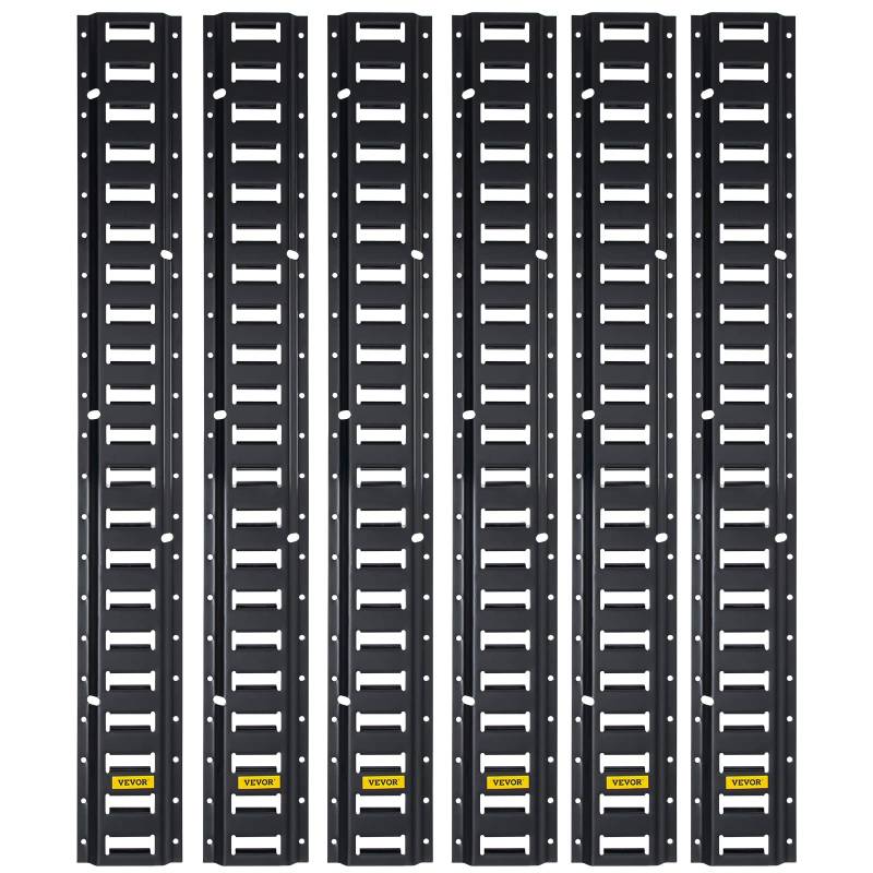 VEVOR E-Track Spannschiene, 6 Stück 1,5 m Stahlschienen mit Standard 2,5 x 6,3 cm Schlitzen, kompatibel mit O- und D-Ringen und Spanngurten und Ratschenketten, für Ladung und schwere Geräte von VEVOR