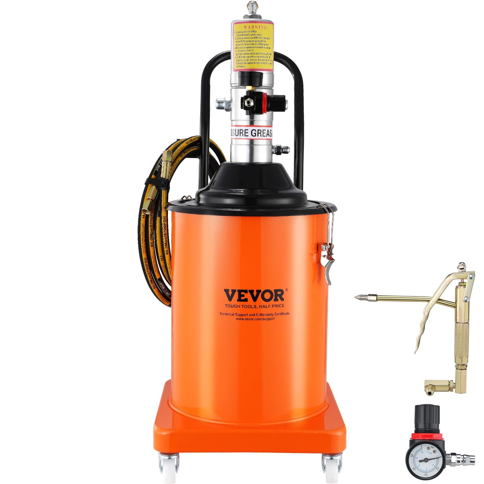 VEVOR Fettpumpe 20L Luftbetriebene Fettpumpe 0,6–0,8 MPa Aluminiumdruckguss-Pumpe -20-100℃ Betriebstemperatur, Pneumatische Fettpumpe NPT-Anschluss Schmierfettpumpe Geeignet für 0-3# Fett von VEVOR