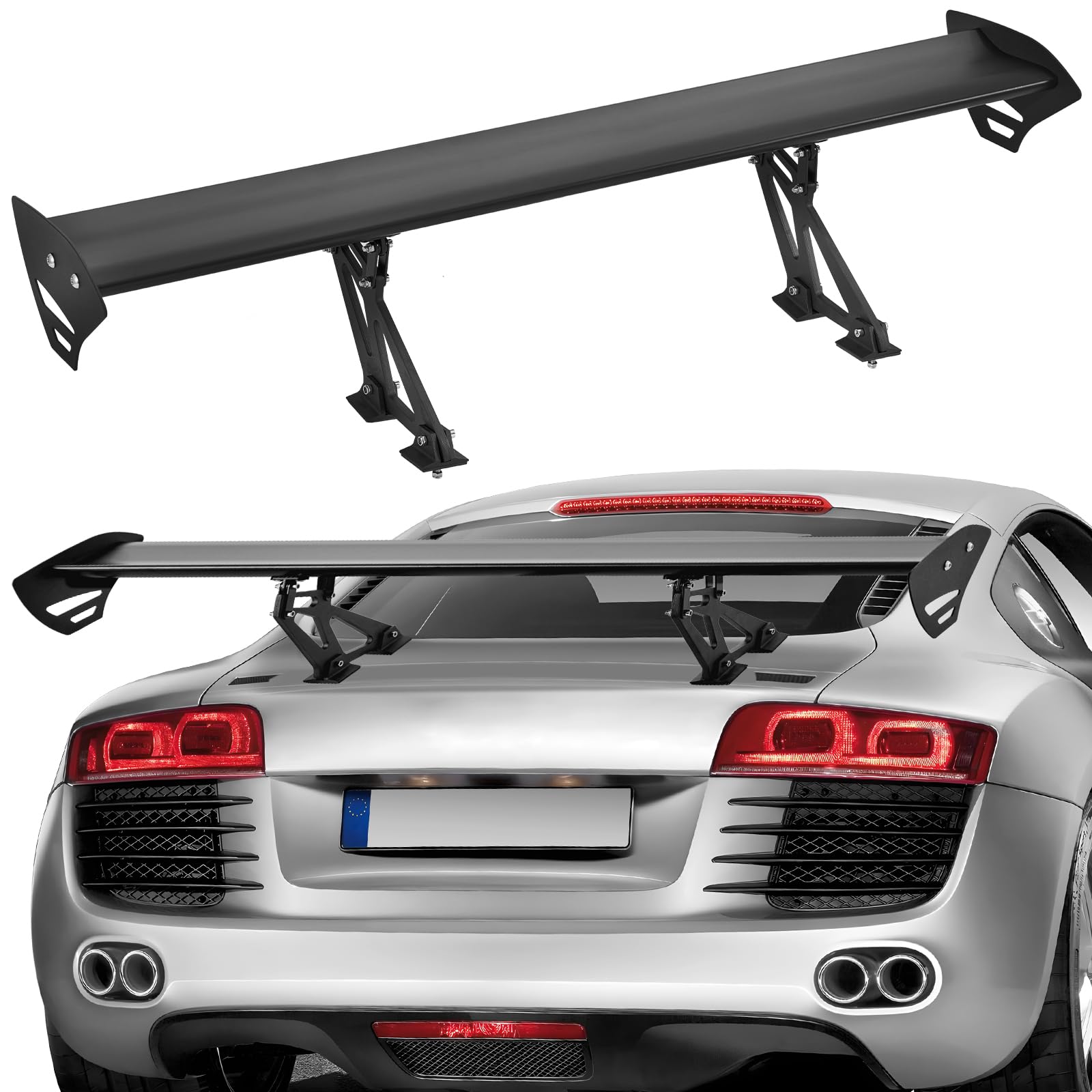 VEVOR GT Wing Autospoiler, 43,3 Zoll Universalspoiler mit Einzeldeck, verstellbares leichtes Aluminium, Auto-Heckspoilerflügel, Rennspoiler BGW/JDM Drift Schwarz von VEVOR