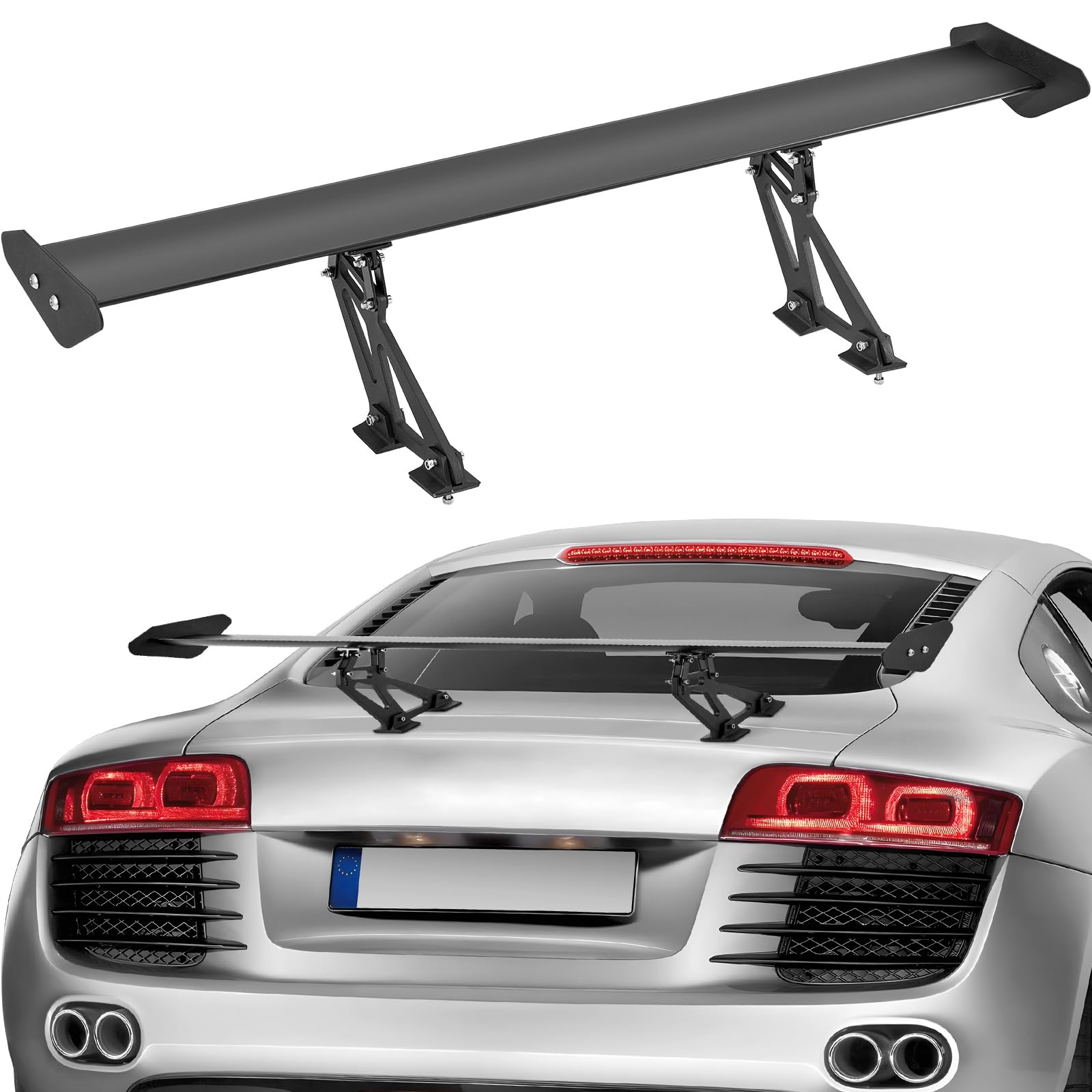 VEVOR GT Wing Autospoiler, 43,3 Zoll Universalspoiler mit Einzeldeck, verstellbares leichtes Aluminium, Auto-Heckspoilerflügel, Rennspoiler BGW/JDM Drift Schwarz von VEVOR