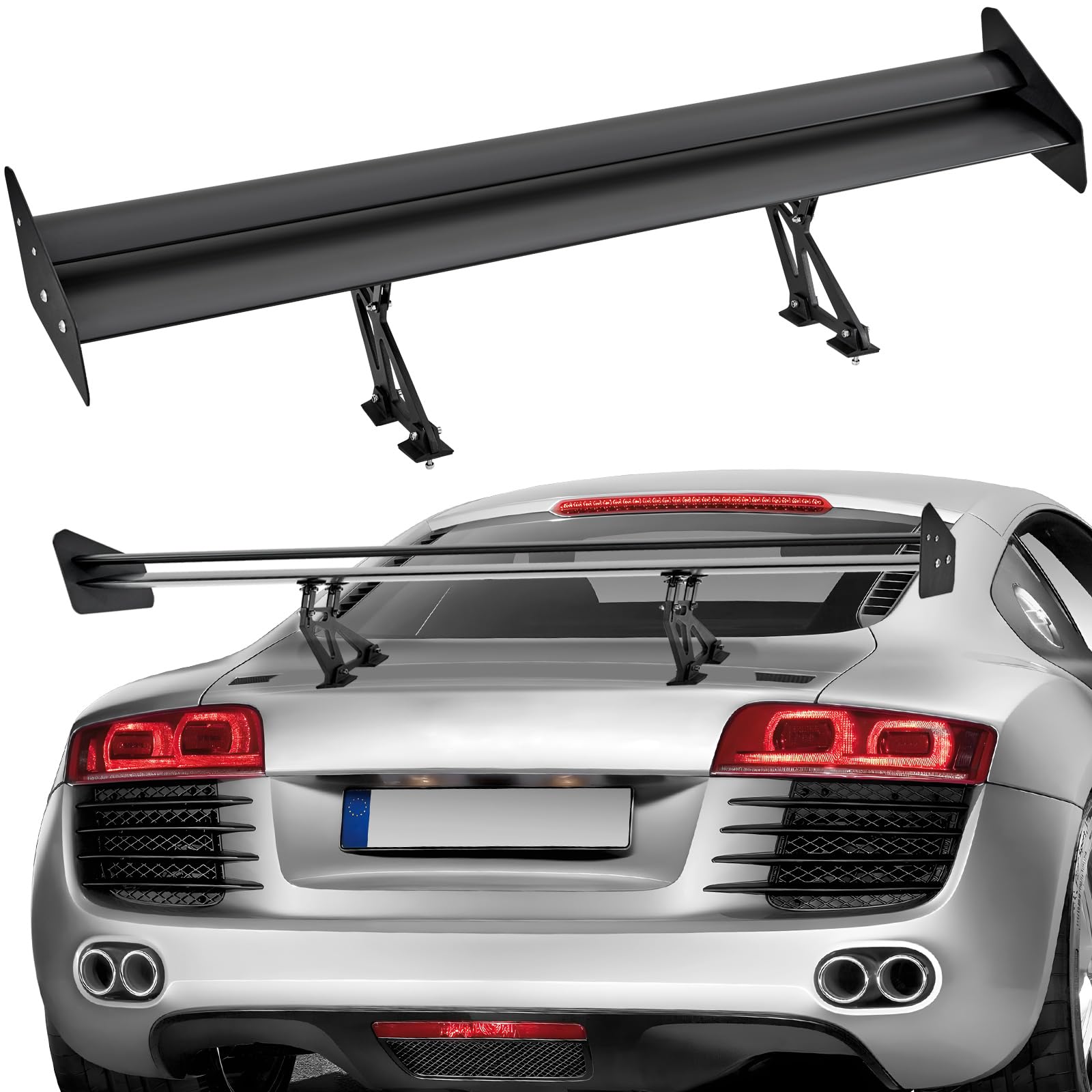 VEVOR GT Wing Autospoiler, 53,1 Zoll Universalspoiler mit Doppeldeck, verstellbares leichtes Aluminium, Auto Heckspoilerflügel, Racing Spoiler BGW/JDM Drift Schwarz von VEVOR