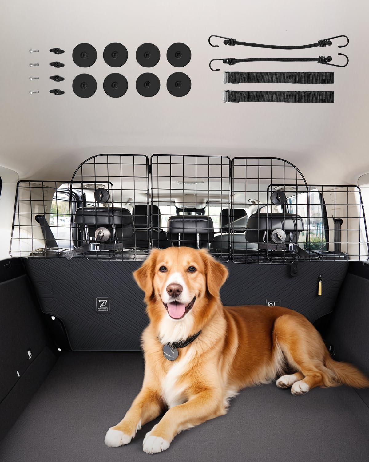 VEVOR Hunde Autobarriere einstellbare Trennwand Hundegitter (928 x 423 mm) Autoschutzgitter für die Rücksitze, Haustierbarriere aus Drahtgeflecht, universell passende Autobarriere für SUVs Lkws von VEVOR