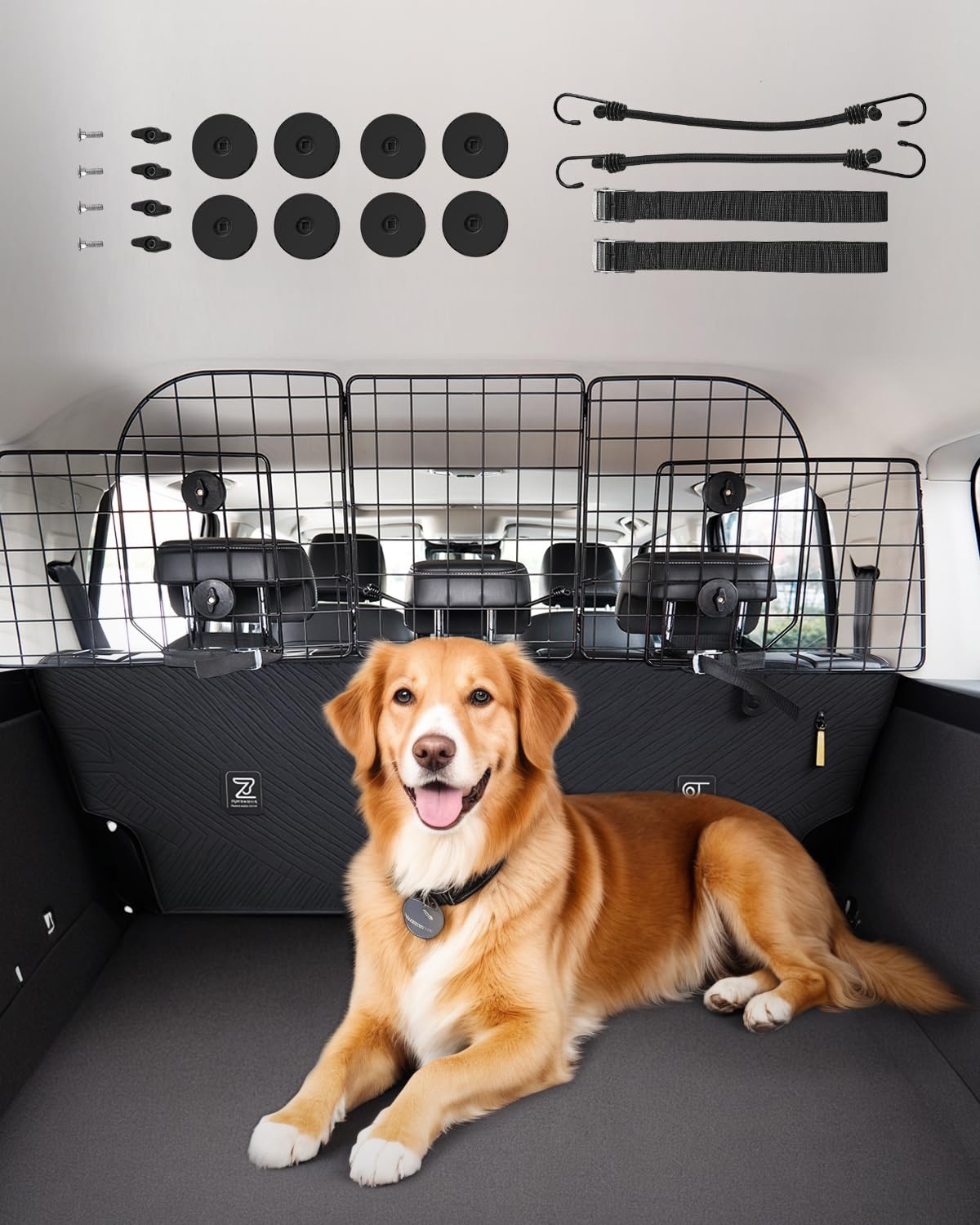 VEVOR Hunde Autobarriere einstellbare Trennwand Hundegitter (972 x 408 mm) Autoschutzgitter für die Rücksitze, Haustierbarriere aus Drahtgeflecht, universell passende Autobarriere für SUVs Lkws von VEVOR