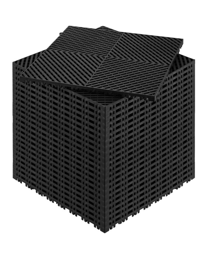 VEVOR Ineinandergreifende Drainagematte, 40 x 40 cm, modulares ineinandergreifendes Kissen, 24 Stück, rutschfeste Schwarze PP-Drainagefliesen und Duschmatte, für Garage, Garten, Küche und Outdoor von VEVOR