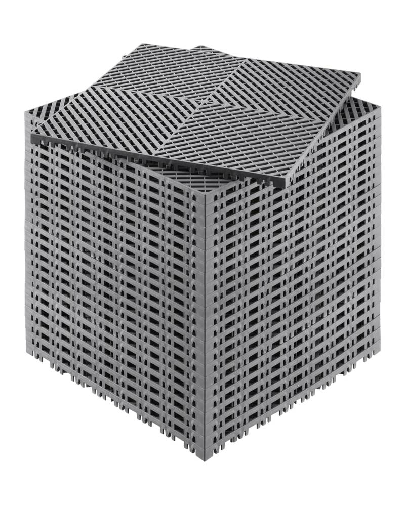 VEVOR Ineinandergreifende Drainagematte, 40 x 40 cm, modulares ineinandergreifendes Kissen, 24 Stück, rutschfeste graue PP-Drainagefliesen und Duschmatte, für Garage, Garten, Küche und Outdoor von VEVOR