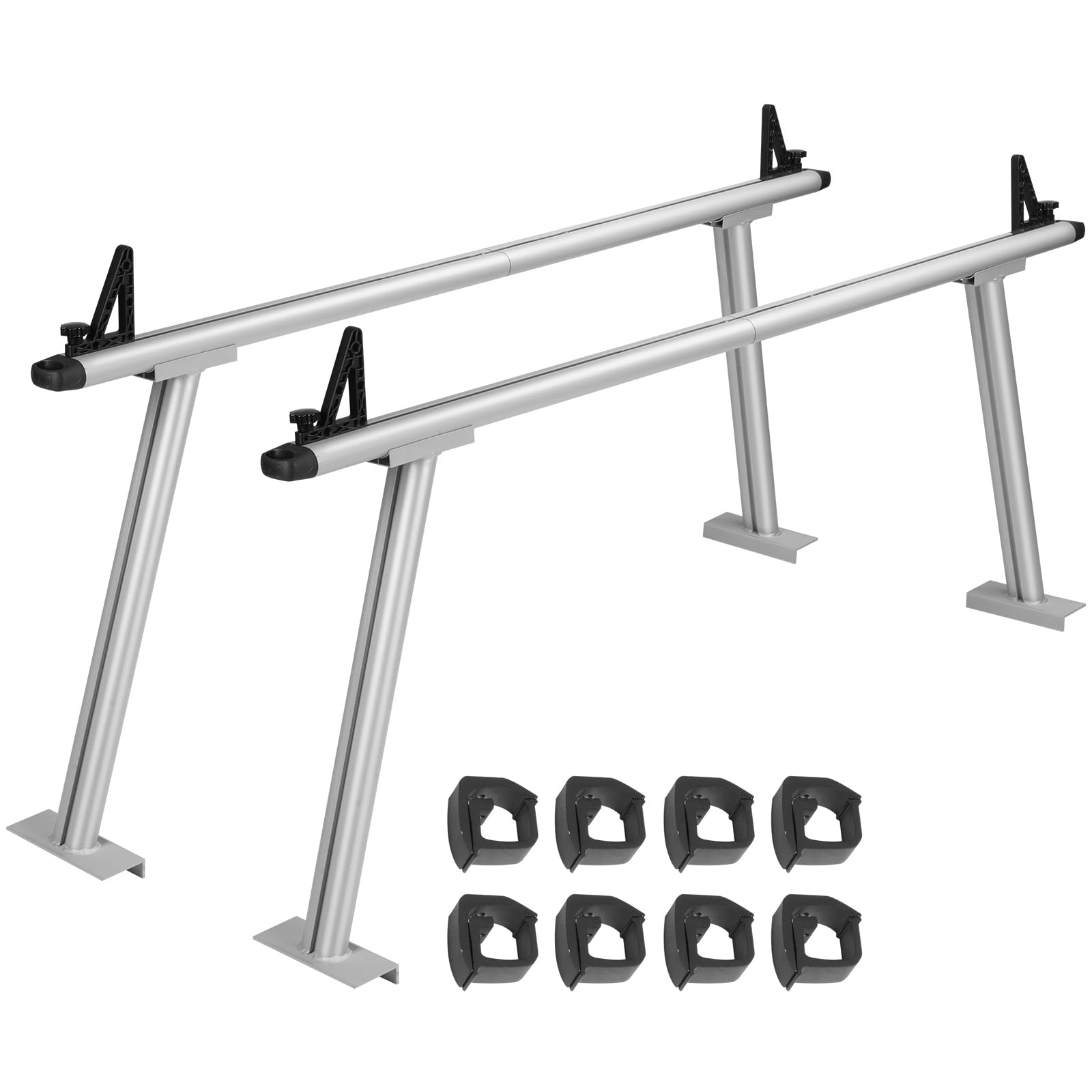 VEVOR LKW-Träger LKW Rack, 363 kg Kapazität, 1803 x 787,4 mm Aluminium-Leiterträger für LKW mit 8 Nicht Bohrenden C-Klemmen, LKW-Ladeflächenträger mit Zwei Stangen, Set für Kajak, Surfbrett von VEVOR