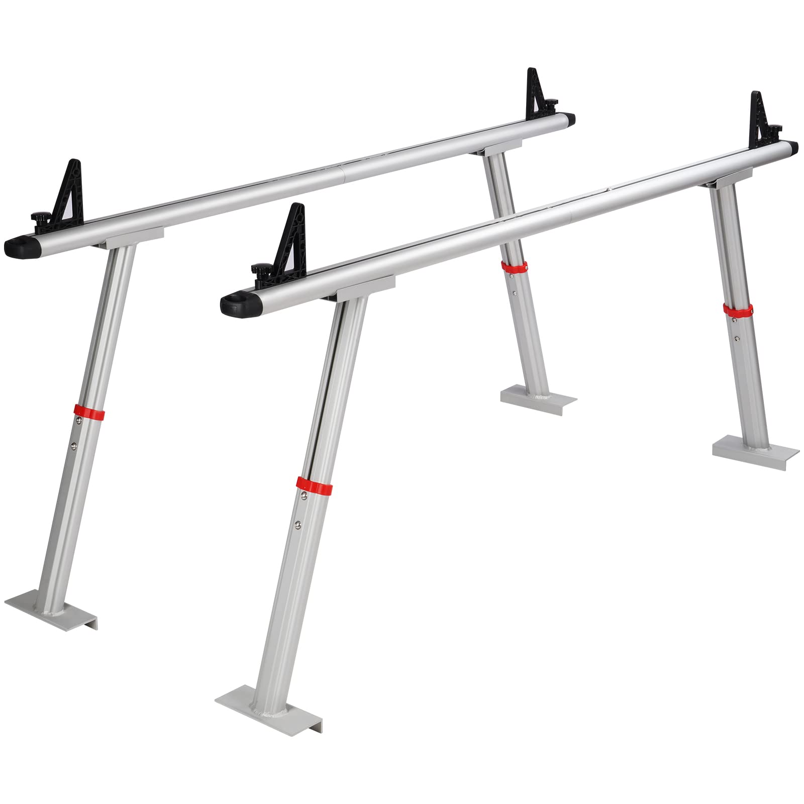 VEVOR LKW-Träger Truck Rack, 363 kg Kapazität, 43-75 cm Höhenverstellbar, 2 STK. Aluminium-Leiterträger mit 8 Nicht Bohrenden C-Klemmen, LKW-Ladeflächenträger für Kajak, Surfbrett, Bauholz, Leiter von VEVOR