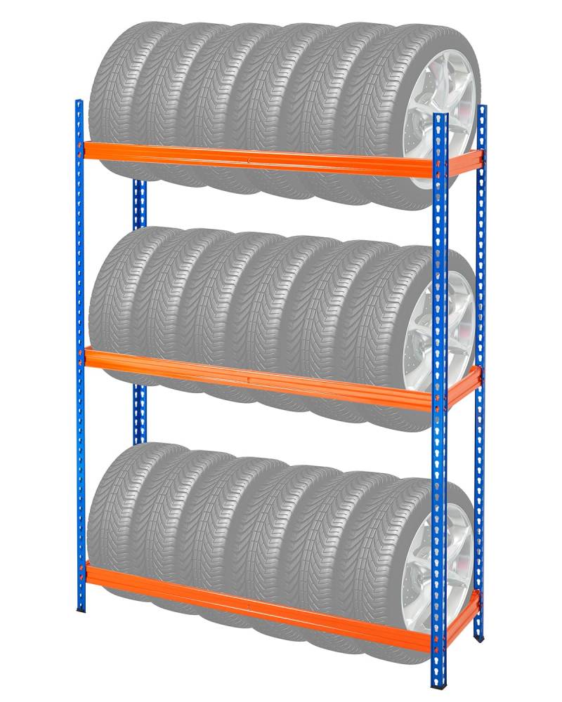 VEVOR Reifenlagerregal, Reifenhalter mit 3 Ablagen für bis zu 18 Standardreifen, Hochleistungs-Reifenträgerständer aus Metall mit verstellbarem Abstand für Garagenwerkstatt, Tragkraft 300 kg von VEVOR