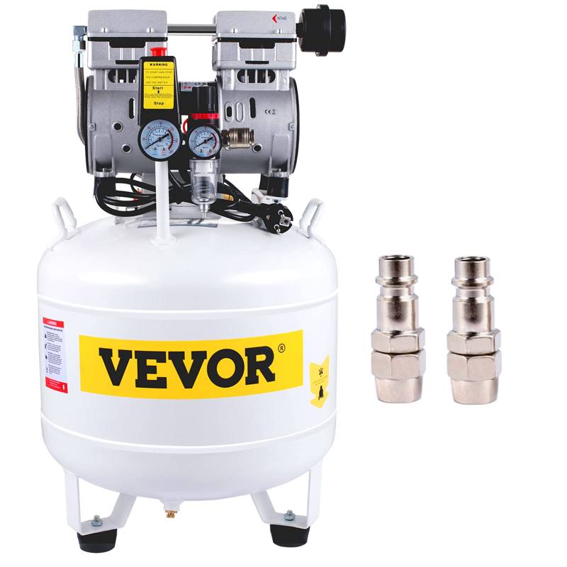 VEVOR Silent Flüsterkompressor 40L Druckluftkompressor 1PS/750W Leise Ölfrei Kompressor 8Bar/115PSI Luftkompressor 1440U/min Flüsterkompressor 165L/min Luftkompressor für Werkstatt Reifen Fahrrad von VEVOR