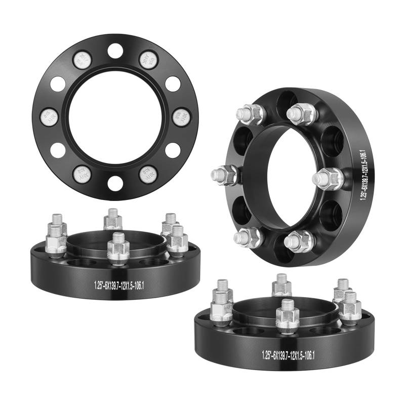 VEVOR Spurverbreiterungen, 1,25 Zoll 6 x 5 Zoll Radadapter, 6 Radbolzen, geschmiedet, 106,1 mm Bohrung, nabenzentrische M12 x 1,5 Bolzen, Distanzstücke, passend für Toyota und Lexus 1979–2023 von VEVOR