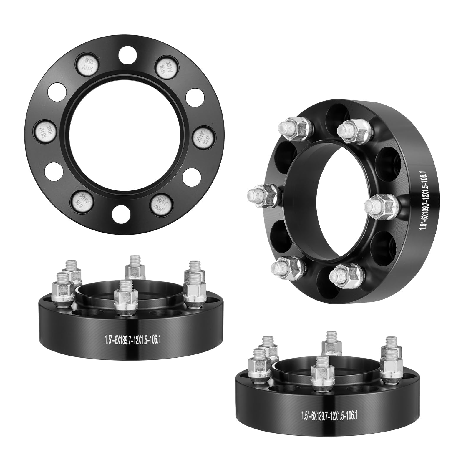 VEVOR Spurverbreiterungen, 1,5 Zoll 6 x 5,5 Zoll Radadapter, 6 Radbolzen, geschmiedet, 106,1 mm Bohrung, nabenzentrische M12 x 1,5 Bolzen-Abstandshalter, passend für Toyota und Lexus 1996–2022 von VEVOR