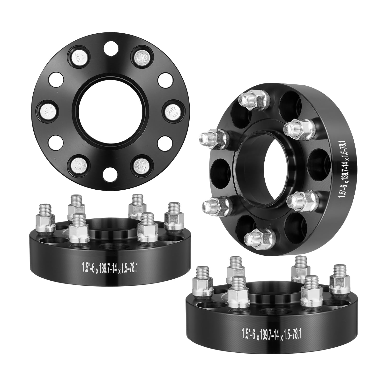 VEVOR Spurverbreiterungen, 1,5 Zoll 6 x 5 Zoll Radadapter, 6 Radbolzen, geschmiedet, 78,1 mm Bohrung, nabenzentrische M14 x 1,5 Bolzen-Abstandshalter, passend für 1995–2023 Chevrolet, GMC Cadillac von VEVOR