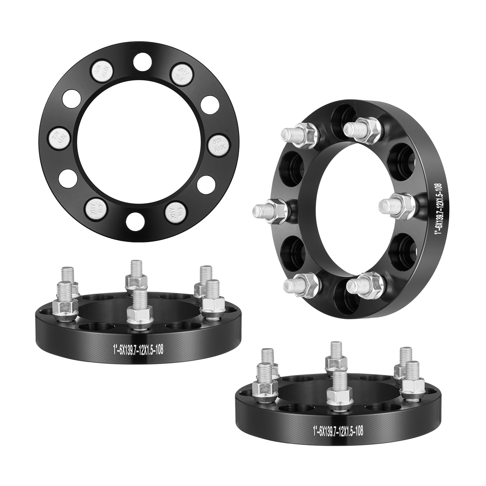 VEVOR Spurverbreiterungen, 1 Zoll 6 x 5,5 Zoll Radadapter, 6 Radbolzen, 108 mm Bohrung, nabenzentrische M12 x 1,5 Bolzen-Abstandshalter, passend für 79–22 Toyota, Hummer, Lexus, Chevrolet, Honda von VEVOR