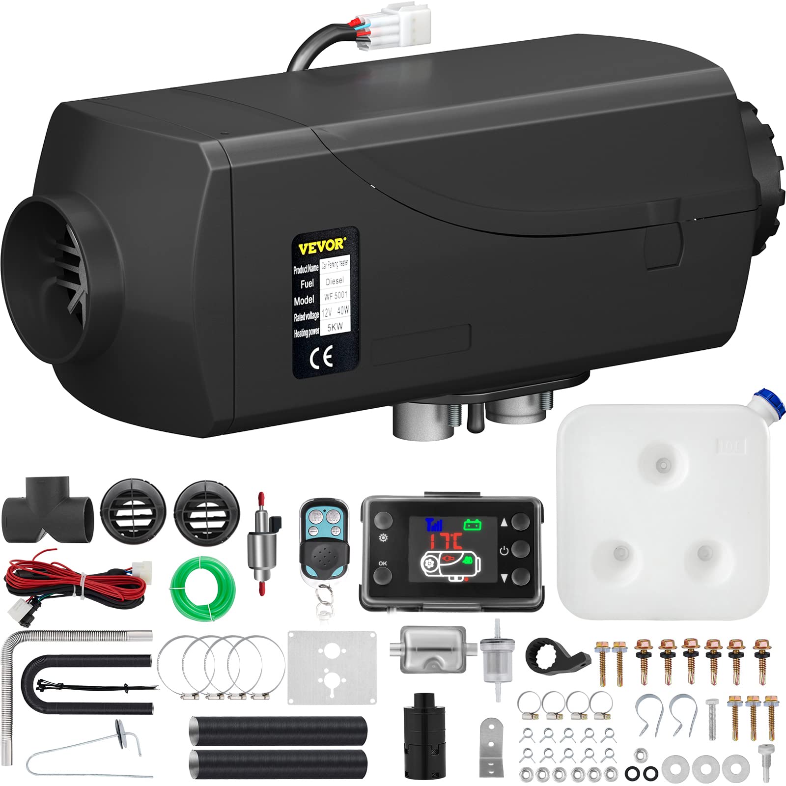 VEVOR Standheizung Diesel 12V 5KW Diesel Lufterhitzer 10 L Diesel Luftheizung, -40 ℃ - + 20 ℃ Arbeitstemperatur Dieselheizung Air Heater Heizung aus Aluminium für Wohnmobilanhänger Boote von VEVOR