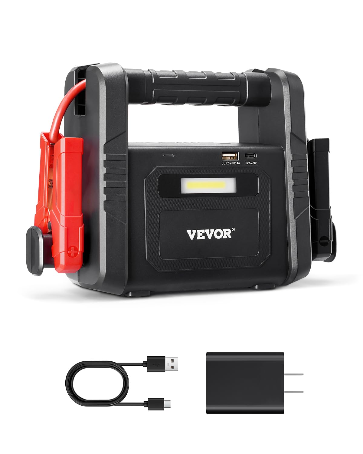 VEVOR Starthilfe Powerbank, 4000 A Spitze, Auto Starthilfe, Batterie-Booster mit Luftkompressor, Starthilfekabel, LCD-Display, LED, Lithium-Starthilfebox für alle Benzin-/bis zu 10 l Dieselmotoren von VEVOR