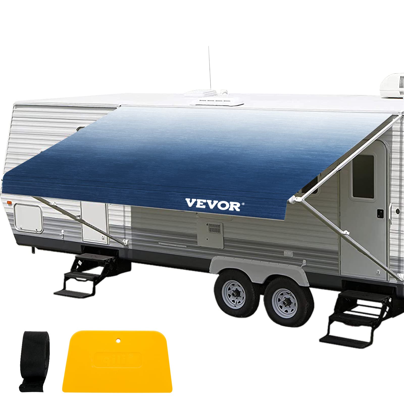 VEVOR Wohnmobil-Markise, Markisen-Ersatzstoff 524 x 240 cm, Blauer Wohnmobil-Markisen-Ersatz, 15 Unzen Vinylmaterial-Ersatz-Markise, Sonnenschutz & Wasserdichter Camper-Markisen-Ersatzstoff von VEVOR