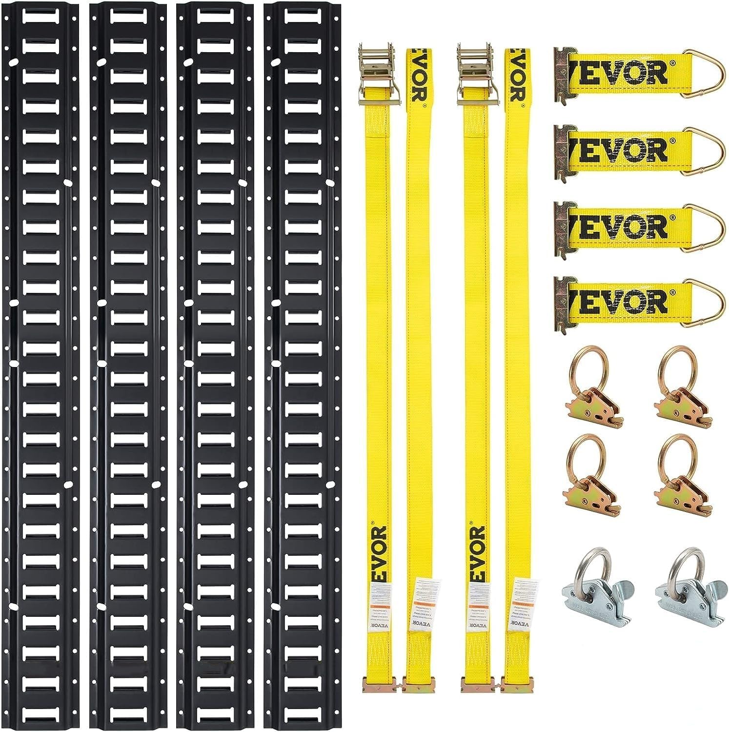 VEVOR Zurrschienen 18 STK. Airlineschienen, Schwarz Transportschiene, 454 kg Max. Tragfähigkeit Ankerschiene, 1,52 m Schienenlänge Stäbchenzurrschiene zur Ladungssicherung für Anhänger und Wohnmobile von VEVOR