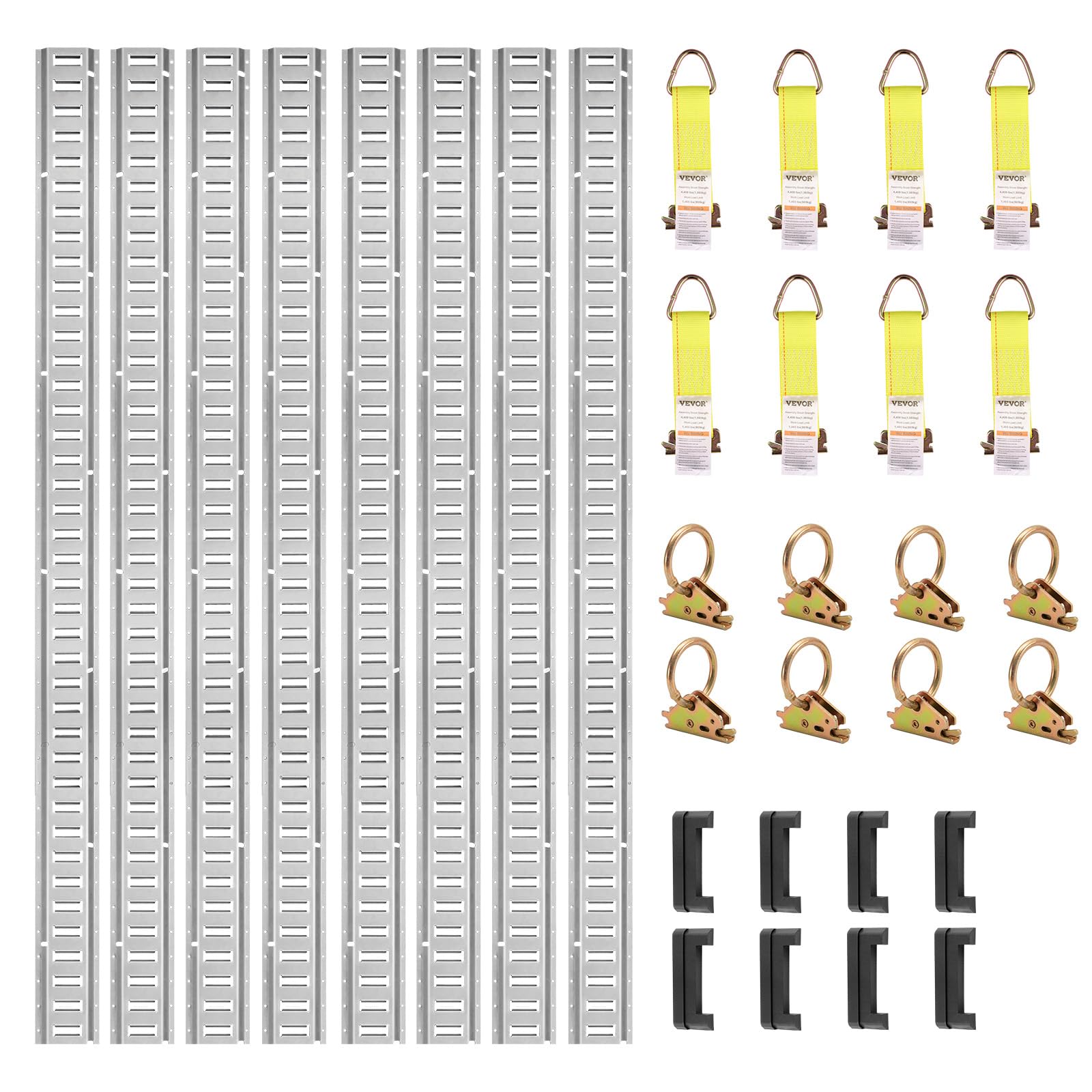 VEVOR Zurrschienen 34 Stk. Airlineschienen, Silber Transportschiene, 454 kg Max. Tragfähigkeit Ankerschiene, 1,52 m Schienenlänge Stäbchenzurrschiene zur Ladungssicherung für Anhänger und Wohnmobile von VEVOR
