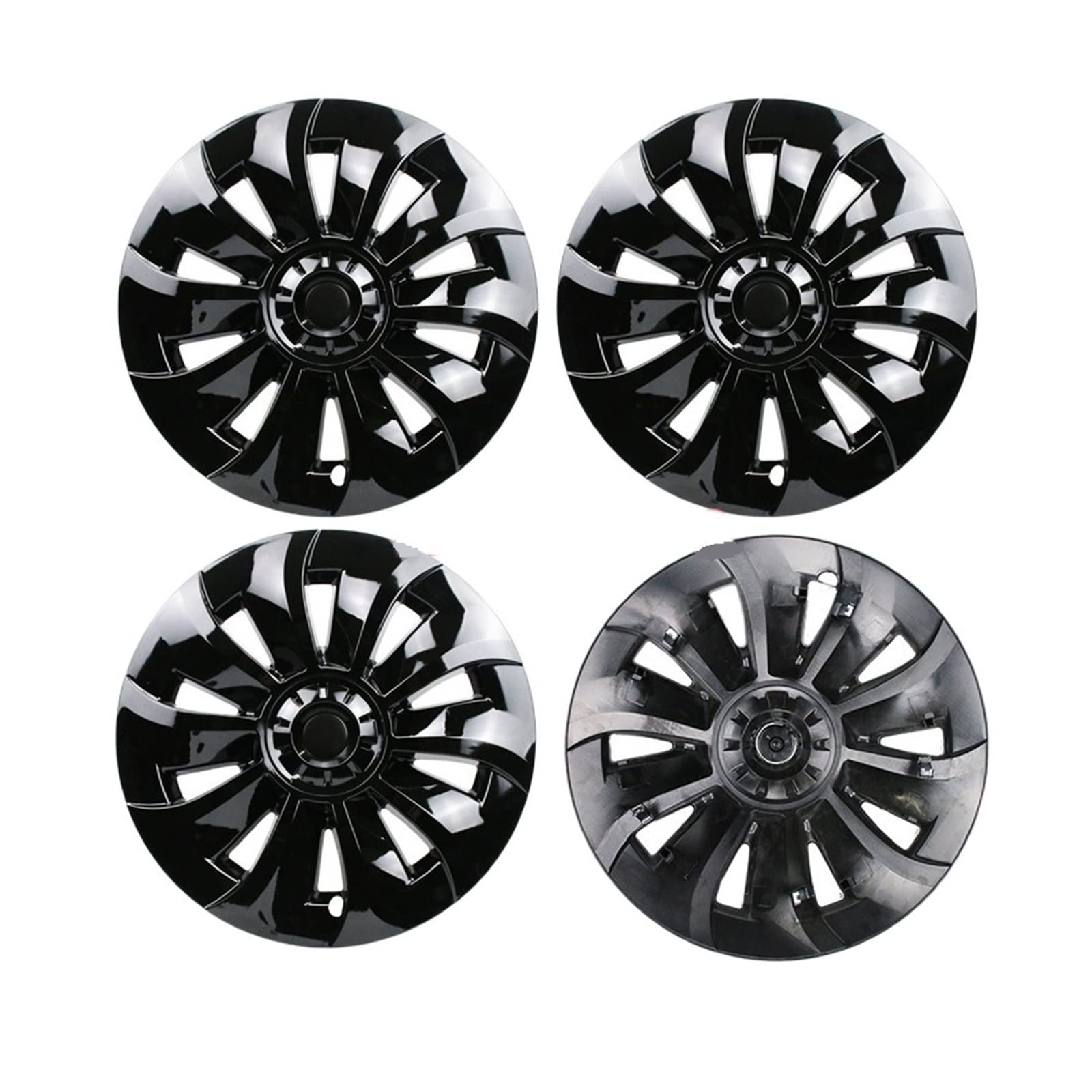 1 stücke 4 stücke Rad Hub Abdeckung Dekorative Schutz Ring 19 Zoll Zyklon Modifizierte Teile Radkappe Kompatibel for Tesla Modell 3(4PCS-Bright Black) von VEXRLUHS