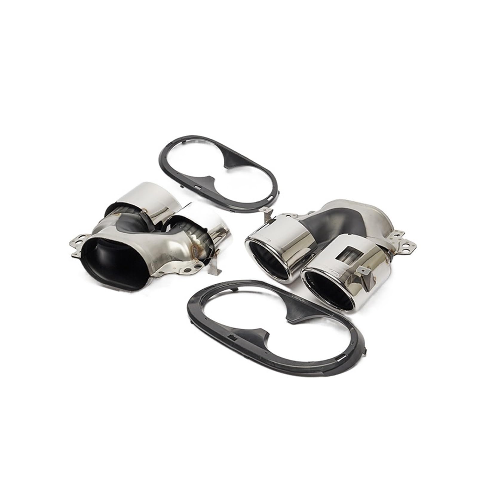 2 STÜCKE Heckstoßstange Turbo Schalldämpfer Auspuffblenden Spitze Ausgänge Kompatibel for Mercedes Benz W177 A35 C118 CLA35 X247 GLB35 A45S AMG Umrüstung 2020+(Silver) von VEXRLUHS