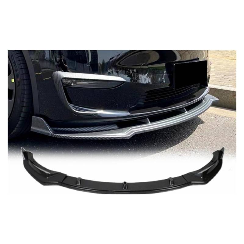 3-teiliger Auto-Front-Unterstoßfänger-Canard-Lippensplitter, kompatibel mit Tesla Model Y 2017 2018 2019 2020 2021 2022 2023, Außendiffusor-Tuning(CARBON FIBER LOOK) von VEXRLUHS