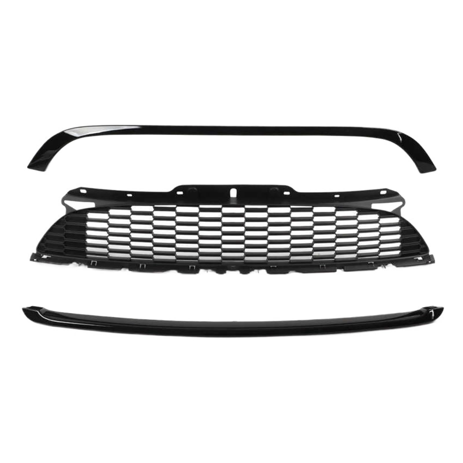 3Pcs/Set Glossy Black Front Hood Molding Grille Surround Cover Trim Kits Compatible For R55 R56 R57 R58 R59 S JCW Front Bumper Grill von VEXRLUHS