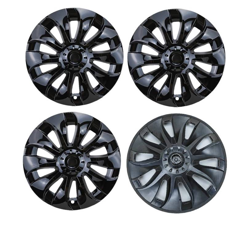 4 STK Kompatibel for Tesla Modell Y Radkappe Original Auto Ersatz Radkappe 20 Zoll Auto Radkappe Volle Abdeckung Zubehör 2021 2022(4PCS Bright Black) von VEXRLUHS