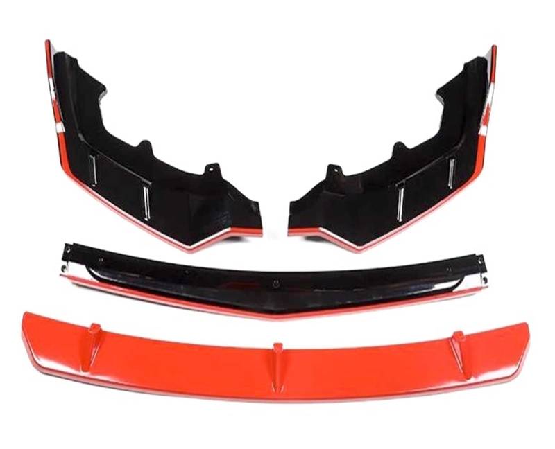 ABS Schwarz Carbon Fiber Front Stoßstange Lip Body Kit Spoiler Abdeckung Trim 4PCS Auto Zubehör Kompatibel for Trumpchi GAC GS8 2022 +(Black Red) von VEXRLUHS