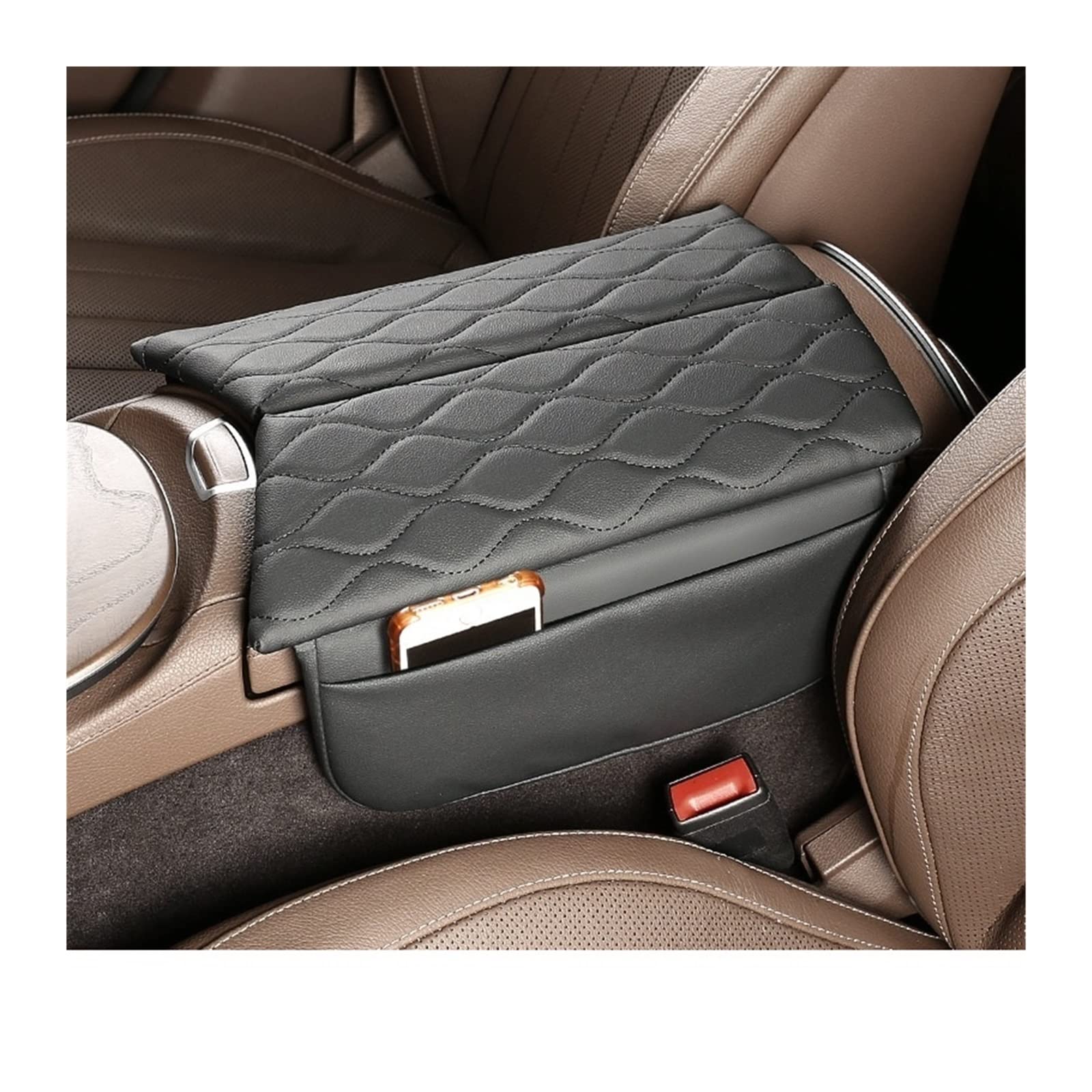 Auto-Armlehnen-Abdeckung, kompatibel mit Mercedes Benz E-Klasse W213 2017–2022 CLS 2018–202, kratzfestes Leder-Konsolenkissen(Black) von VEXRLUHS