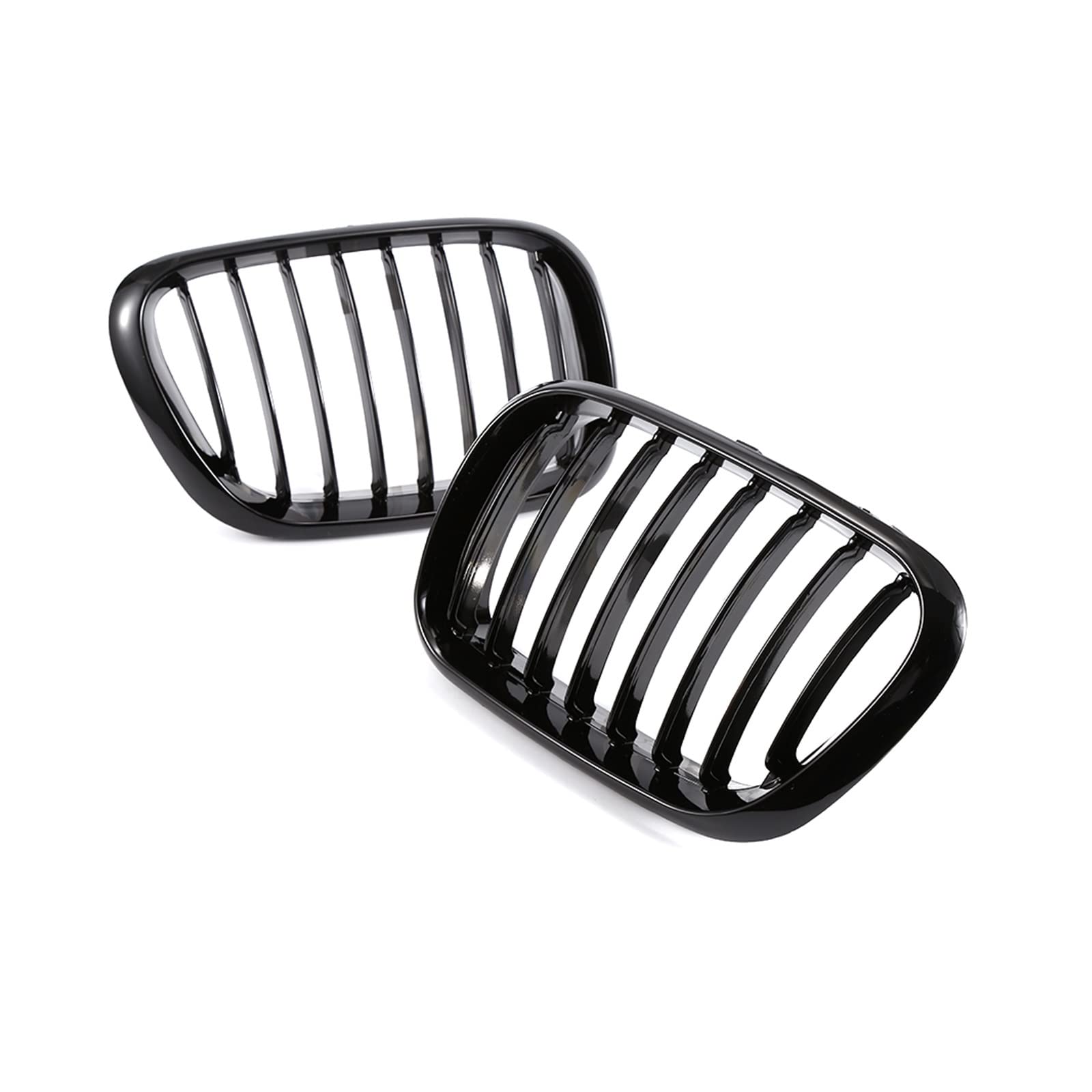 Auto-Styling Nierengrill vorn, glänzend schwarzer Doppellamellengrill, kompatibel for BMW X5 E53 3.0 4.4 4.6 4.8 1999-2003, Autozubehör von VEXRLUHS