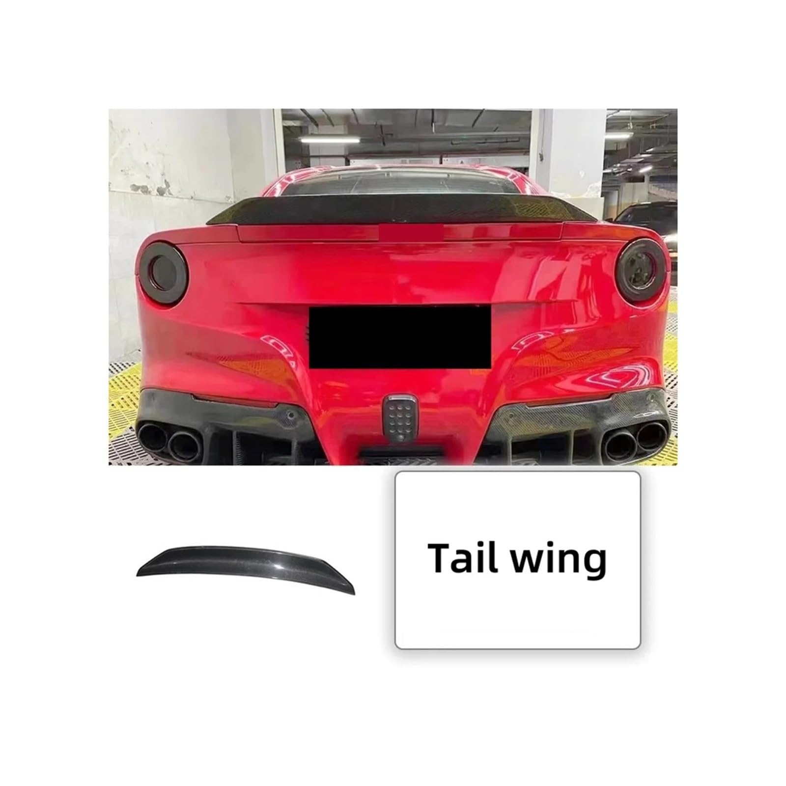 Carbon Fiber Frontlippe Hecklippe Seitenschweller Heckflügel Kompatibel for Ferrari F12 Modifiziertes Auto Small Surround Body Kit Autozubehör(Tail wing) von VEXRLUHS