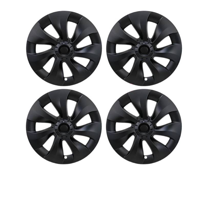 DIY Auto-Radnabenkappe, 19 Zoll, Vollabdeckung, Radkappe, Schwarz, GUN GREY, dekoratives Autozubehör, kompatibel mit Tesla Model Y 2021 2022(4PCS-Matte Black-05) von VEXRLUHS