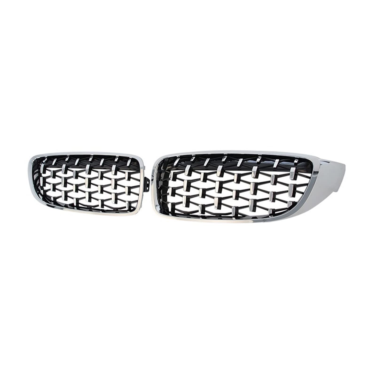 Diamantgitter Auto-Frontstoßstangengrill Kompatibel for BMW 4er F32 F33 F36 M3 F80 M4 F82 12-18 Schwarzer Rahmen Silberne Punkte Racing Grill(Silver) von VEXRLUHS