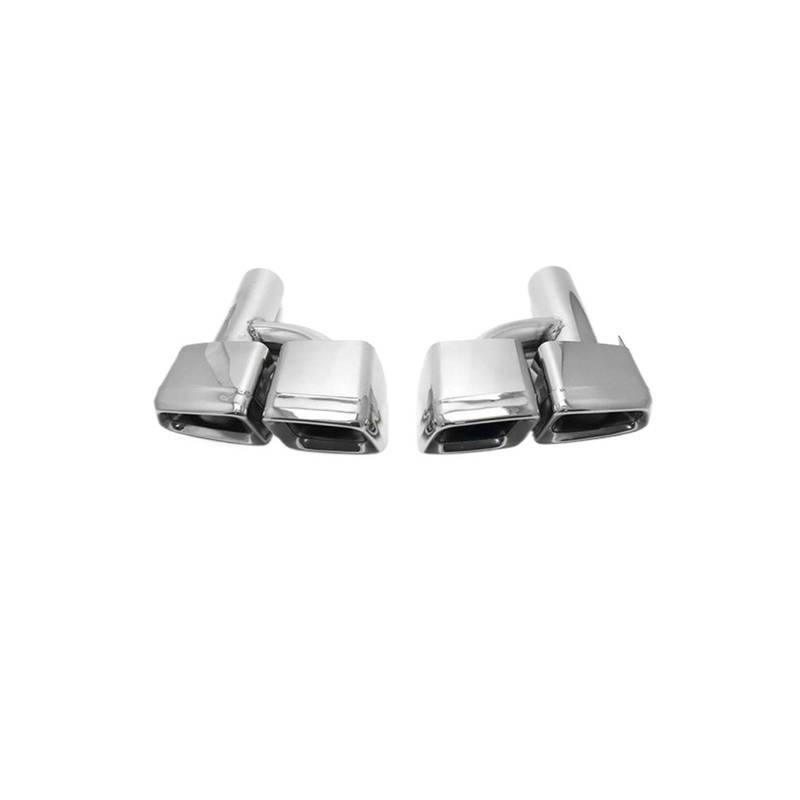 Edelstahl-Endrohr-Auspuffrohr-Endrohr-Deafener for Benz E-Klasse S65 S63 E63 W222 W212 W205 R231 W218(1 pair silver) von VEXRLUHS