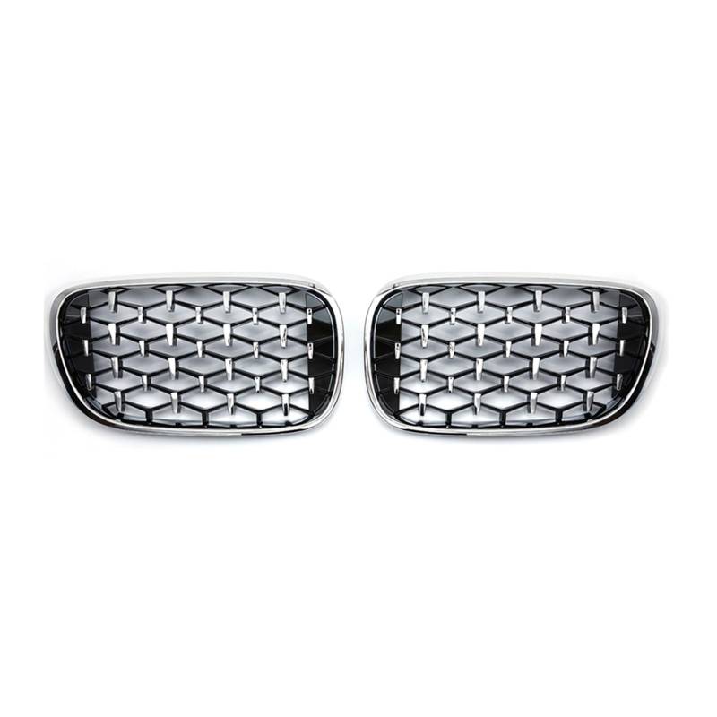 Ein Paar kompatibel for BMW 7er G11 G12 2016–2020, Diamant-Stil, vorderer Nierengrill, Renngitter, Ersatzzubehör, Auto-Styling(Full Silver) von VEXRLUHS