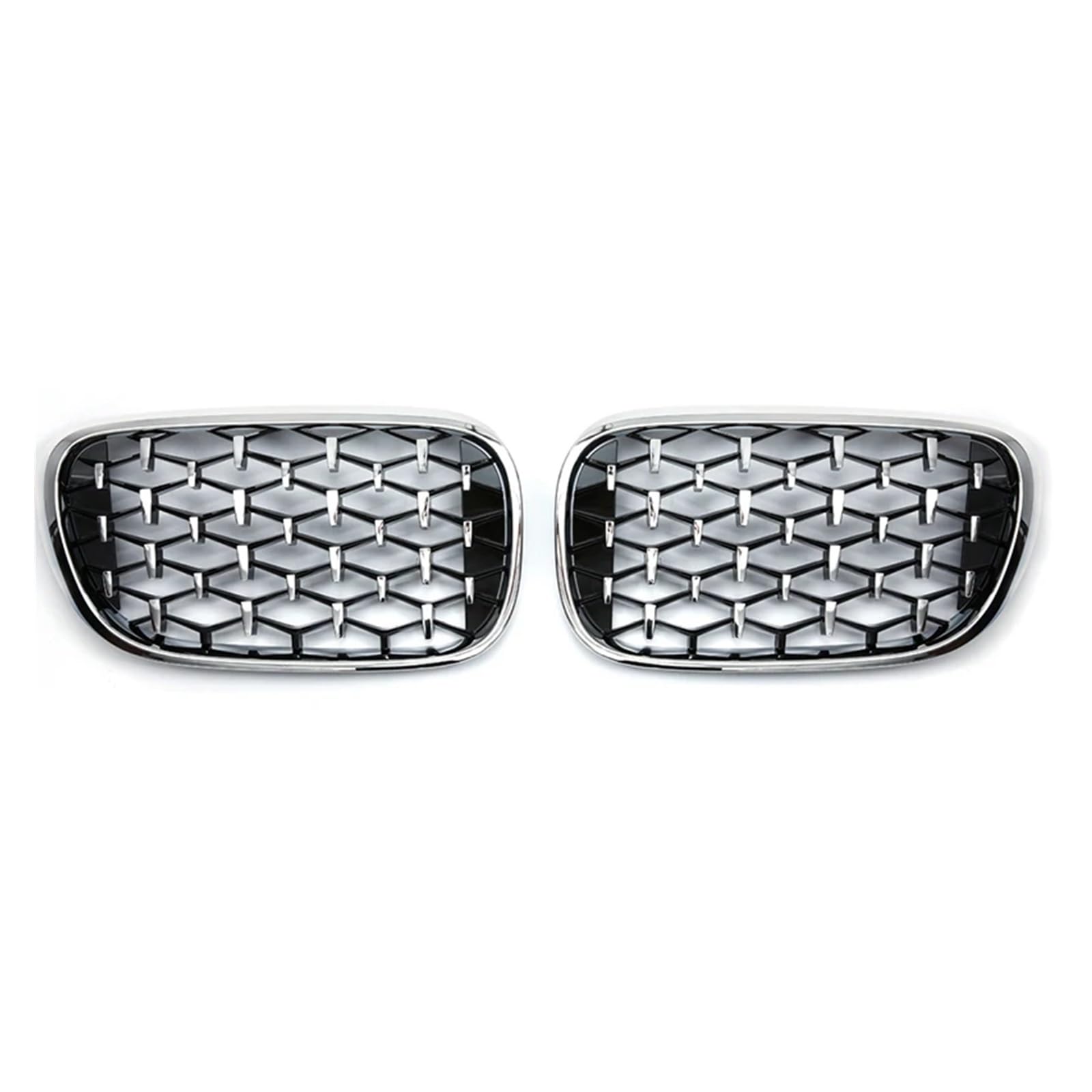 Ein Paar kompatibel for BMW 7er G11 G12 2016–2020, Diamant-Stil, vorderer Nierengrill, Renngitter, Ersatzzubehör, Auto-Styling(Full Silver) von VEXRLUHS