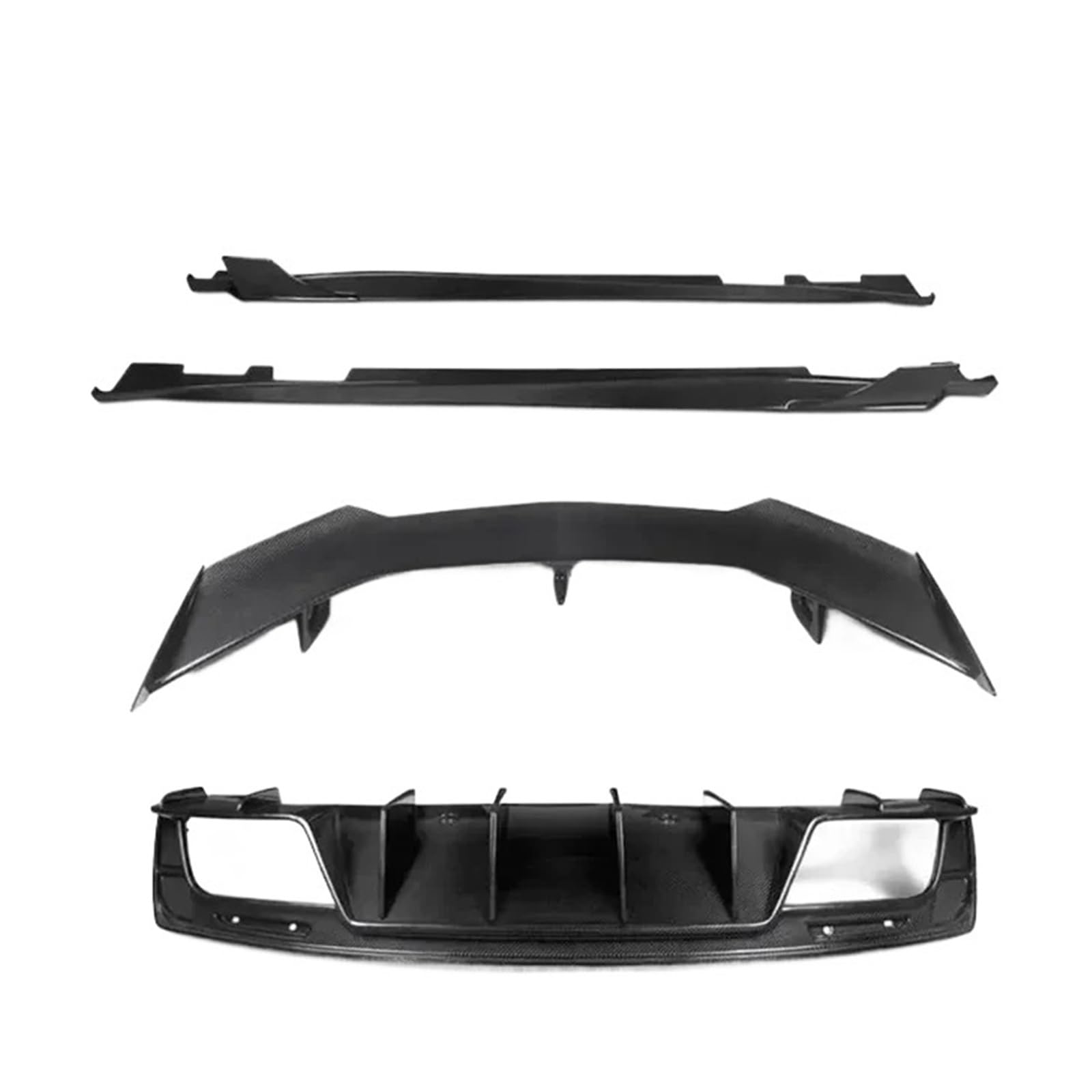 Heckdiffusorabdeckung aus echtem Carbonfaser for den Kofferraumspoiler, Seitenschweller-Kit, kompatibel mit Chevrolet Camaro 2017–2020(ALL SET) von VEXRLUHS