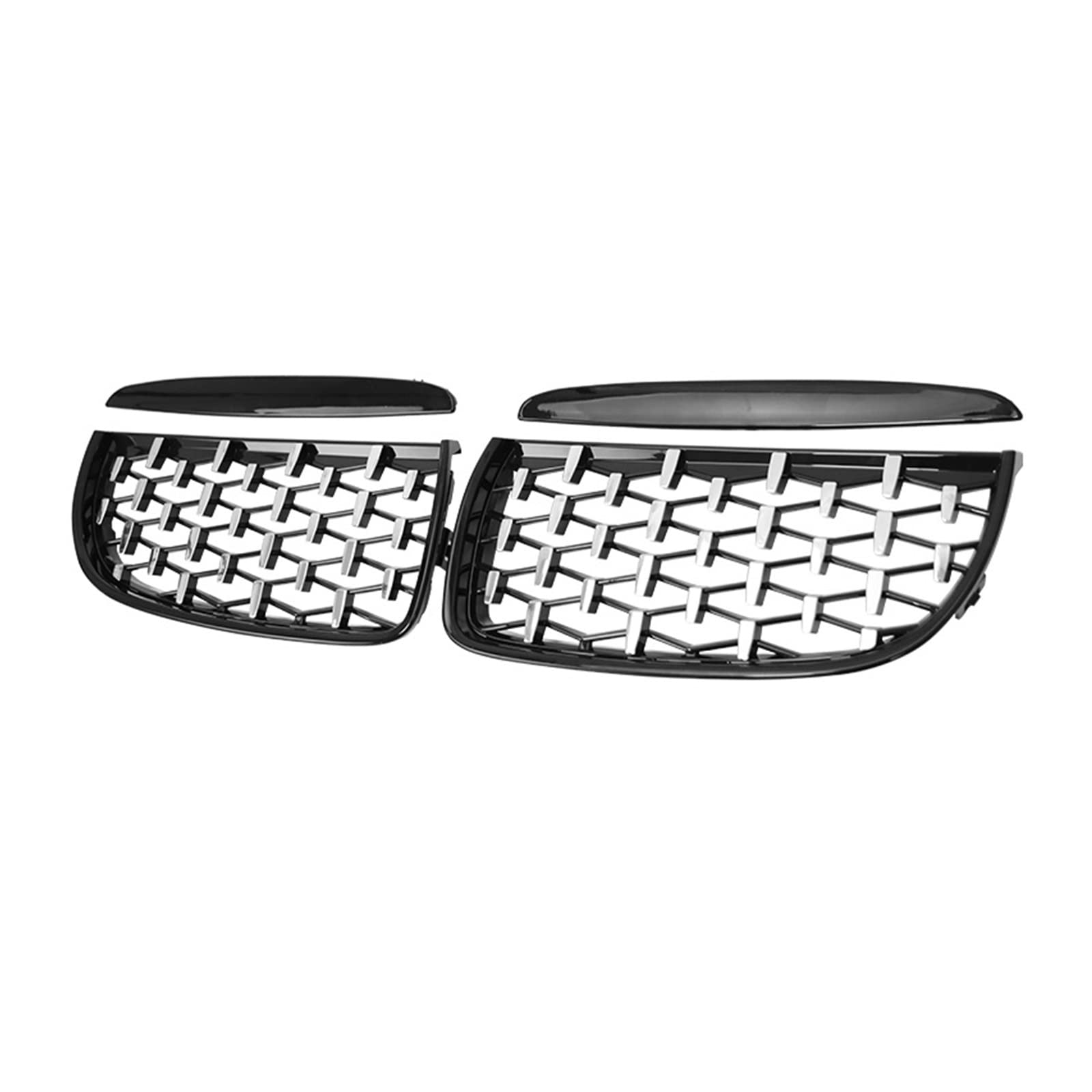 Kompatibel for BMW E90 E91 323I 328I 335I 330I 325I Auto Front Nierengrill Diamant Stil Grills Racing Grill 3 Serie 2005-2008 Gitter(Black Silver) von VEXRLUHS