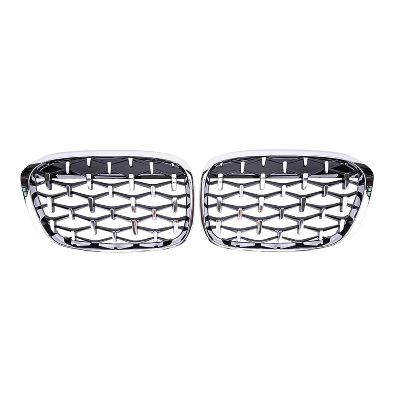 Kompatibel for BMW X1 F48 F49 Auto Diamant Front Nierengrill Renngrill 16-19 Glanz Schwarz Grills Zubehör Grills Auto Styling Grills(Full Silver) von VEXRLUHS