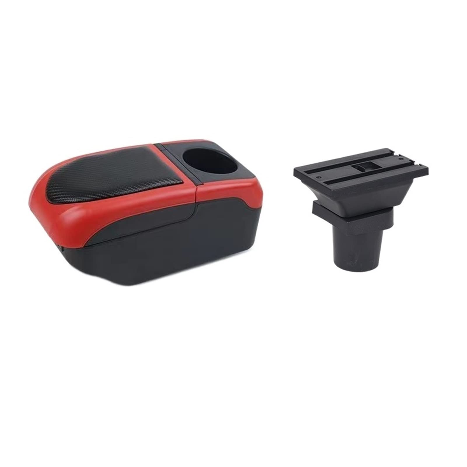 Kompatibel for Fiat 500 Armlehnenbox Innenraum Spezielle Nachrüstteile Auto-Armlehnenbox Zentrale Aufbewahrungsbox mit Getränkehalter USB-Autozubehör(Black-red) von VEXRLUHS