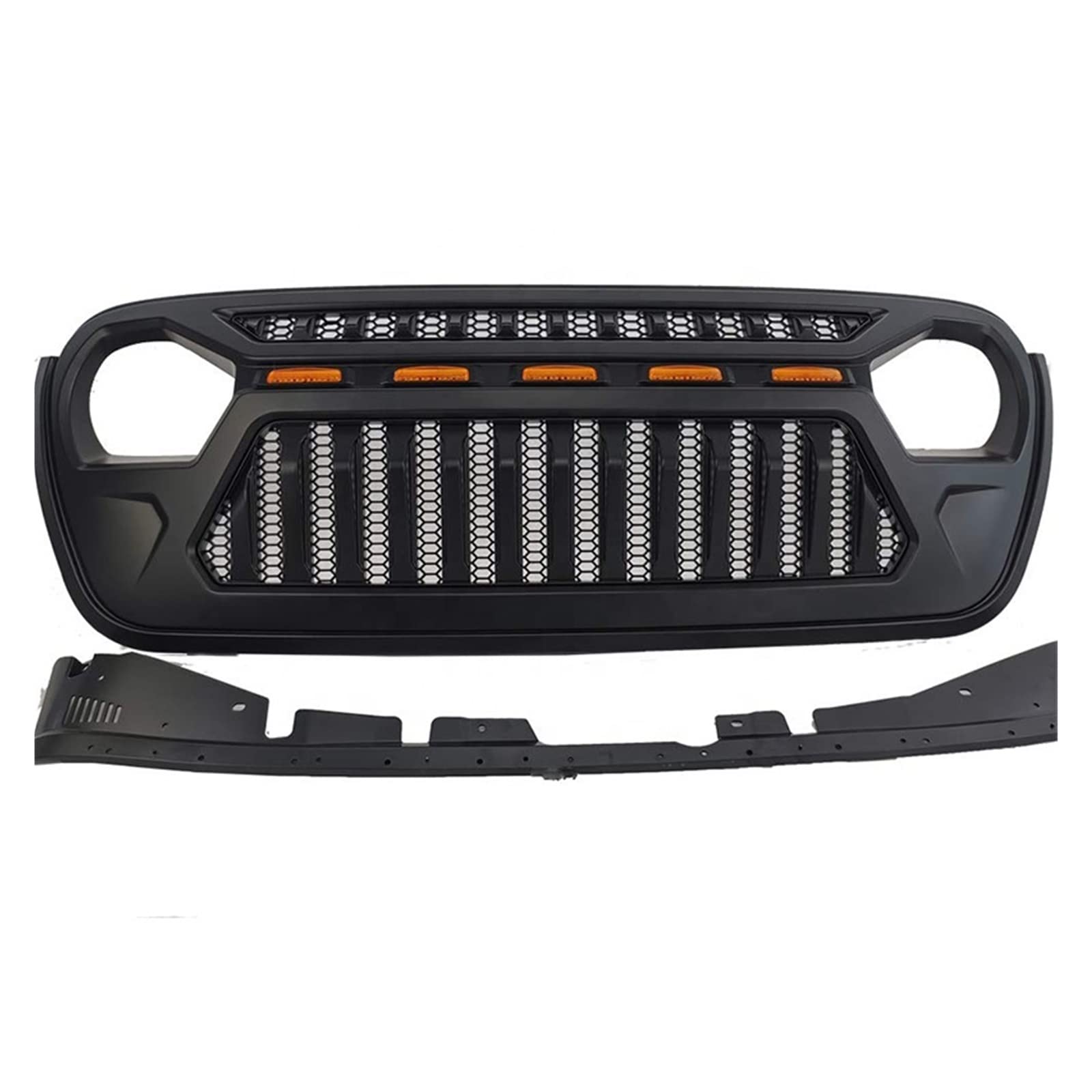 Kompatibel for Jeep Wrangler 2018–2022 JL JT Autoteile Frontstoßstange SHARK LED-Kühlergrill Außenzubehör Einsatzmaske Stil Grill von VEXRLUHS